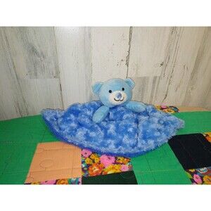 Little Beginnings Teddy Bear Blue Security Blanket Plush Baby Swirl Sherpa Lovey